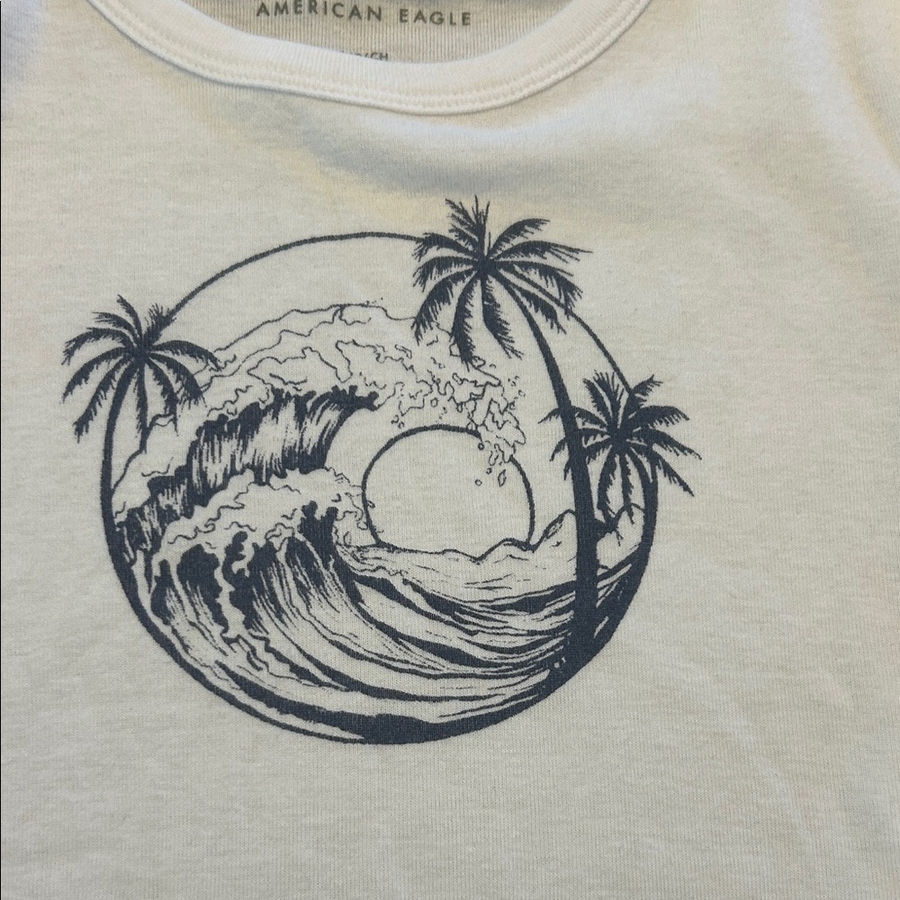 American Eagle Outfitters Kids White Wave Graphic Tee - Picture 3 of 3